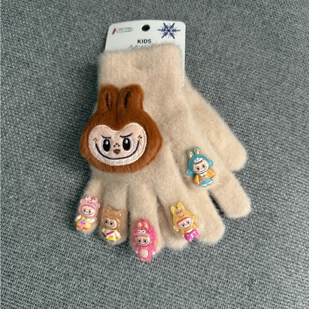 Kids Beige Glove with  Lafufu